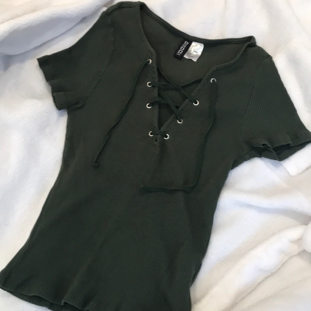Hunter Green Criss Cross Slim Top